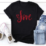 LOVE with Heart Valentine's Day Glitter Shirt with Red Glitter